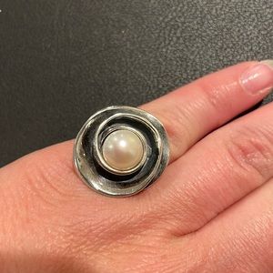 Silpada Pearl and Sterling Silver Ring